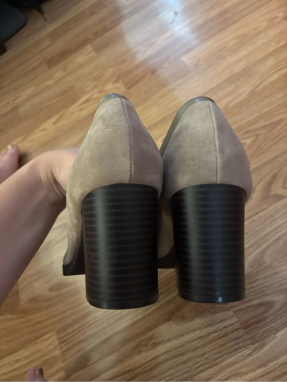 Giani Bernini Taupe Suede Block Heel Loafers Size 8.5M - Picture 2 of 10